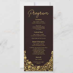 Golden Maroon Hochzeitsprogramm Karte