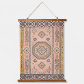 Golden Maze – Modern Moroccan Geometry Wandteppich Mit Holzrahmen (Vorderseite)