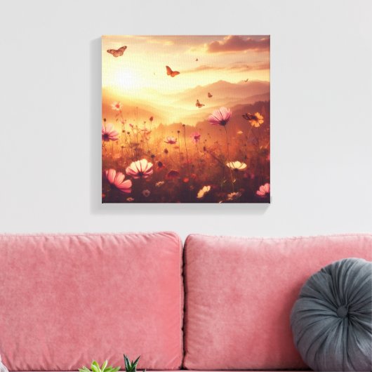 Golden Meadow Bliss with Wildflowers – Canvas Art Leinwanddruck (Insitu (Wohnzimmer))