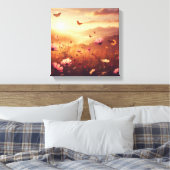 Golden Meadow Bliss with Wildflowers – Canvas Art Leinwanddruck (Insitu (Schlafzimmer))