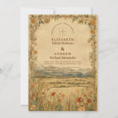 Golden Meadow Mountain Wedding Einladung (Vorderseite)