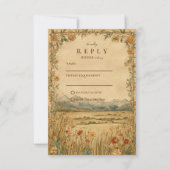 Golden Meadow Mountain Wedding RSVP Karte (Vorderseite)