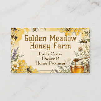 Golden Meadow Queen Bee Honig Farm Apiary Rustikal Visitenkarte