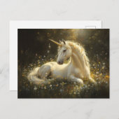 Golden Meadow Unicorn Postkarte (Vorne/Hinten)