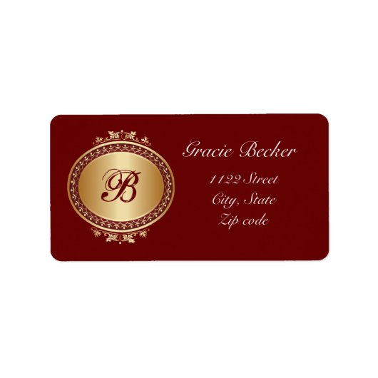 Golden Medallion Monogram Address Label Adressaufkleber (Vorne)