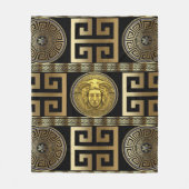 Golden Medusa Geometric Griechischer Key Designer Fleecedecke (Vorderseite)