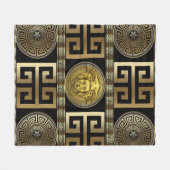 Golden Medusa Geometric Griechischer Key Designer Fleecedecke (Vorderseite (Horizontal))