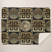 Golden Medusa Griechischer Schlüssel Sherpadecke (Vorderseite (Horizontal))