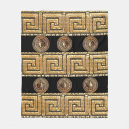 Golden Medusa Meander Griechischer Designer Fleecedecke