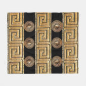 Golden Medusa Meander Griechischer Designer Fleecedecke (Vorderseite (Horizontal))