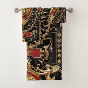 Golden Medusa Red and Gold on Black Gift / Guest Badhandtuch Set