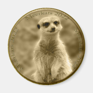 Golden Meerkat 2022 Coin, Round Magnet