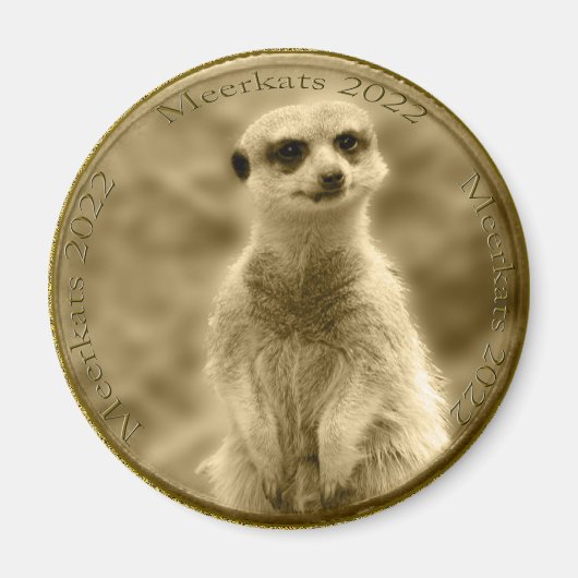 Golden Meerkat 2022 Coin, Round Magnet (Vorne)