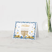 Golden Menorah & Dreidel — Happy Hanukkah Card Dankeskarte (Vorderseite)