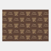 Golden Menorah Hanukah Streifen Geschenkpapier Set (Vorderseite)