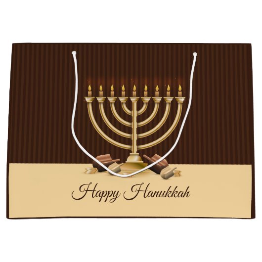 Golden Menorah Hanukkah Große Geschenktüte (Vorderseite)