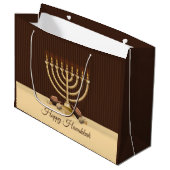 Golden Menorah Hanukkah Große Geschenktüte (Vorderseite Schrägansicht)
