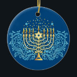 Golden menorah Hanukkah Grußfest Festival des Lich Keramik Ornament<br><div class="desc">Golden menorah Hanukkah Grußfest Festival der Lichter Dekoration</div>