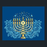 Golden menorah Hanukkah Grußfest Festival des Lich Poster<br><div class="desc">Golden menorah Hanukkah Grußfest Festival der Lichter Dekoration</div>