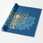 Golden menorah Hanukkah Grußfest Geschenkpapier<br><div class="desc">Golden menorah Hanukkah Gruß Festival der Lichter Dekoration</div>