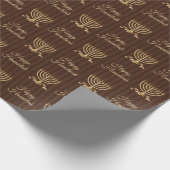 Golden Menorah Happy Hanukkah Vertikale Streifen Geschenkpapier (Ecke)