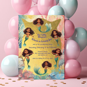 Golden Mermaid BIrthday Party unter dem Meer Einladung