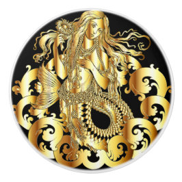 Golden Mermaid Door Pull Keramikknauf