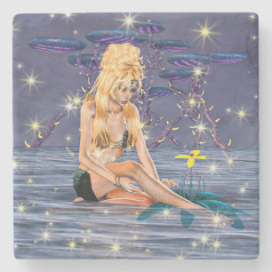 Golden Mermaid Steinuntersetzer