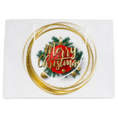 Golden Merry Christmas Gift Bag Große Geschenktüte (Vorderseite)