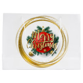 Golden Merry Christmas Gift Bag Große Geschenktüte (Rückseite)