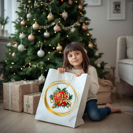 Golden Merry Christmas Gift Bag Große Geschenktüte