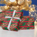 Golden Merry Christmas Holly Geschenkpapier<br><div class="desc">Weihnachts-Wrapping Paper. Mit Gold Frohe Weihnachtsbriefe und Grün Holly auf einem rot-grünen Streifen Hintergrund. 📌 Wenn Sie weitere Anpassungen benötigen, klicken Sie bitte auf den Bereich "Weitere Anpassungen vornehmen" oder "Design anpassen oder bearbeiten" und verwenden Sie unser Design-Tool, um die Größe, den Rotation, die Textfarbe, den Text und vieles mehr...</div>