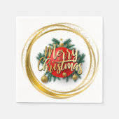 Golden Merry Christmas Paper Napkin Serviette (Vorderseite)