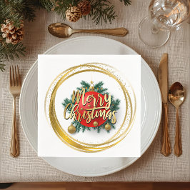 Golden Merry Christmas Paper Napkin Serviette