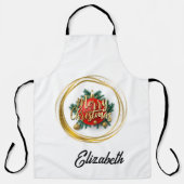 Golden Merry Christmas Personalized Apron Schürze (Vorderseite)
