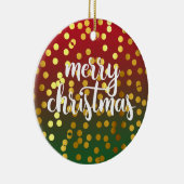 Golden Merry Christmas Polka Dots Keramik Ornament (Rechts)