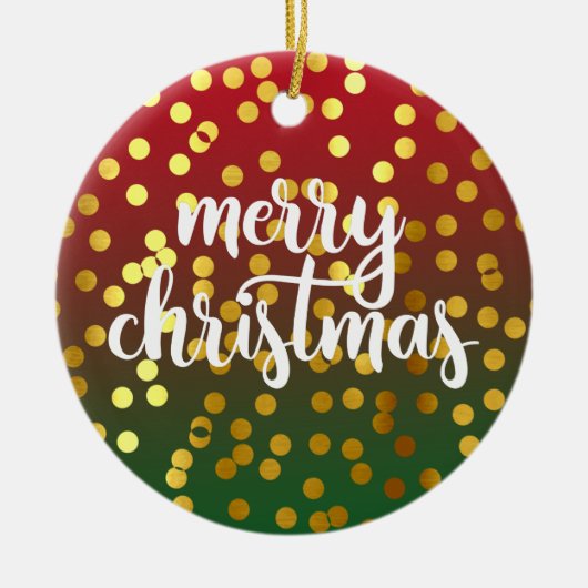 Golden Merry Christmas Polka Dots Keramik Ornament (Vorne)