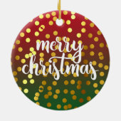 Golden Merry Christmas Polka Dots Keramik Ornament (Hinten)