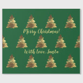 Golden Merry Christmas Tree mit Kerzen Elegant Geschenkpapier (Flach)