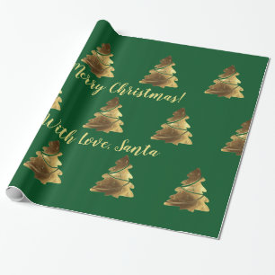 Golden Merry Christmas Tree mit Kerzen Elegant Geschenkpapier