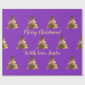 Golden Merry Christmas Tree mit Kerzen Elegant Geschenkpapier (Flach)