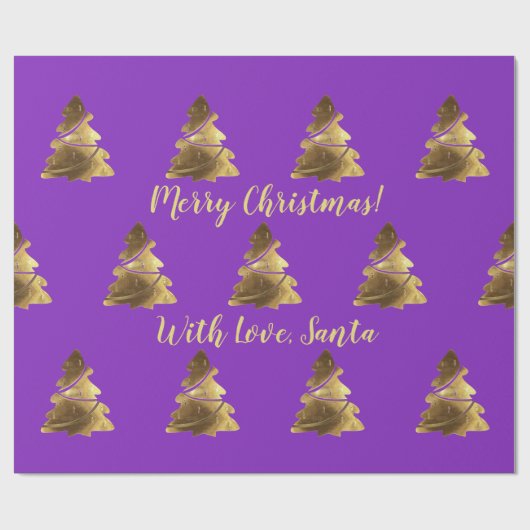 Golden Merry Christmas Tree mit Kerzen Elegant Geschenkpapier (Flach)