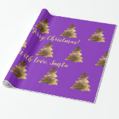 Golden Merry Christmas Tree mit Kerzen Elegant Geschenkpapier (Ungerollt)