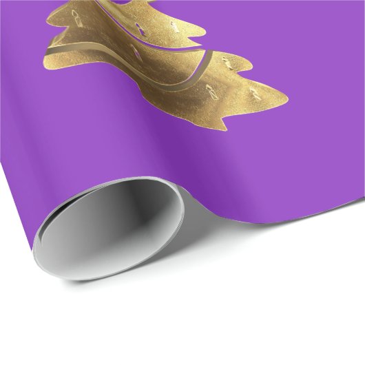 Golden Merry Christmas Tree mit Kerzen Elegant Geschenkpapier (Rolleneckpunkt)