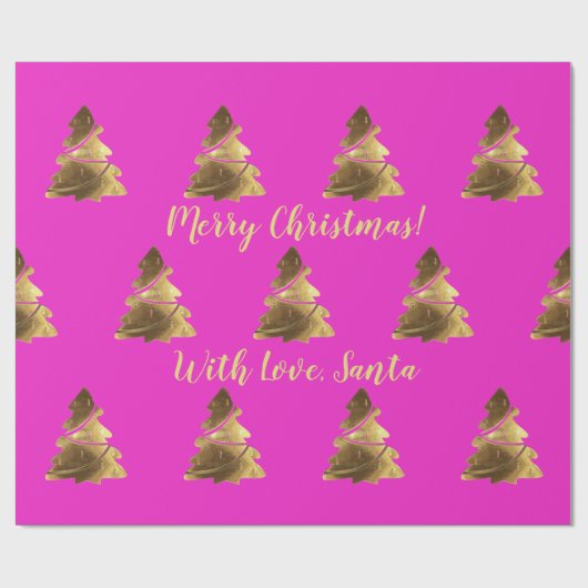 Golden Merry Christmas Tree mit Kerzen Elegant Geschenkpapier (Flach)