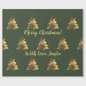 Golden Merry Christmas Tree mit Kerzen Elegant Geschenkpapier (Flach)