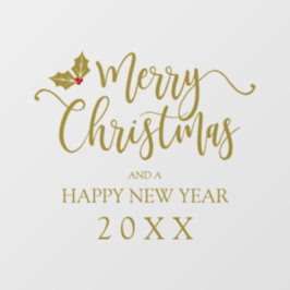 Golden Merry Christmas Whimsical Typography Quote  Fensteraufkleber