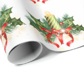 Golden Merry Christmas Wrapping Paper Geschenkpapier (Rolleneckpunkt)