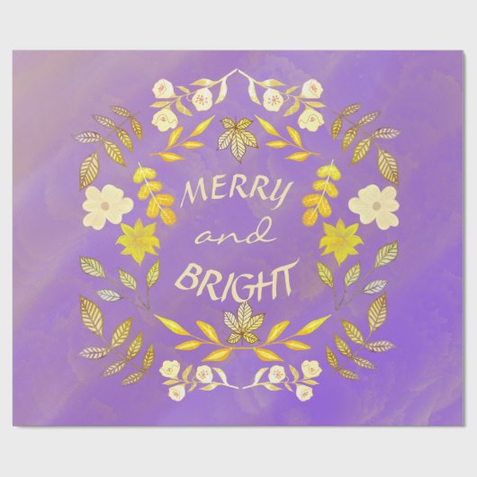 GOLDEN MERRY UND BRIGHT personalisiert Geschenkpapier (Flach)