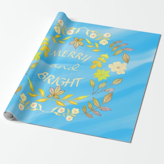 GOLDEN MERRY UND BRIGHT personalisiert Geschenkpapier (Ungerollt)